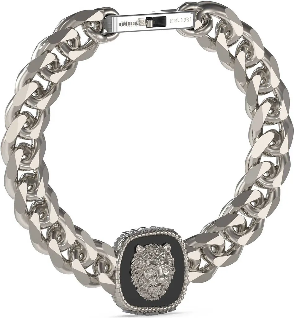 Bracciale Guess Lion King JUMB04001JWSTBKS | Stile Rock Uomo Nero