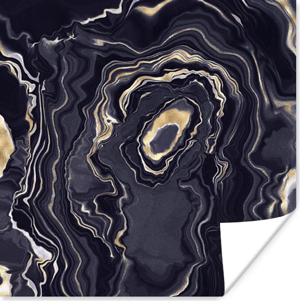 MuchoWow Poster Marmor - Geode - Achat - Gold 100x100 cm - Babyzimmer