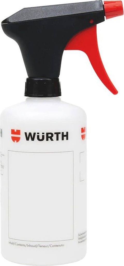 A white spray bottle with a black and red trigger mechanism, featuring the WURTH logo.