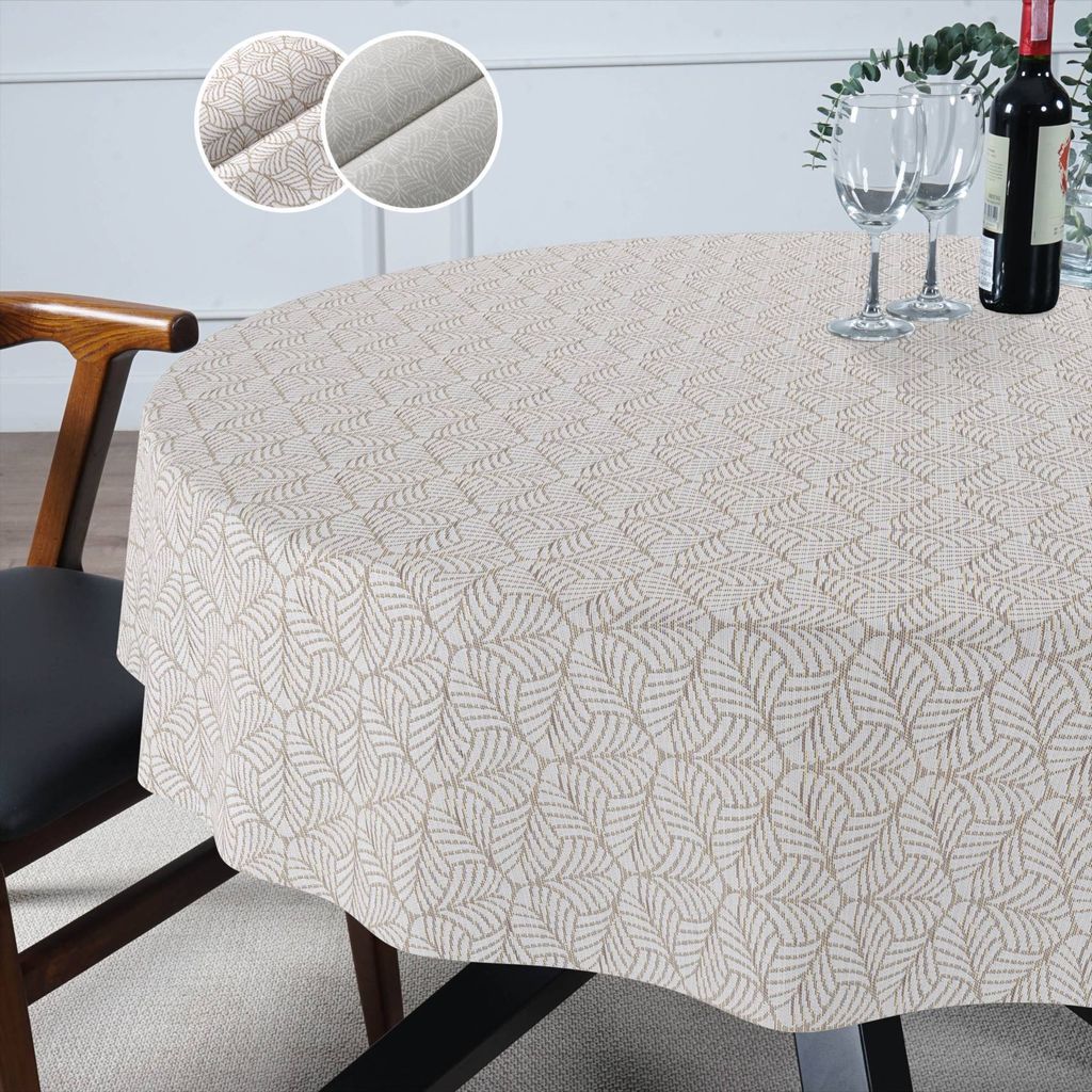 Tischdecke Ornament - NATALIE mit Beschichtung Tischwäsche Ästhetik Motiv Edelmetall Stofftischdecke gemustert Gold Rund 140cm mit Schnittkante