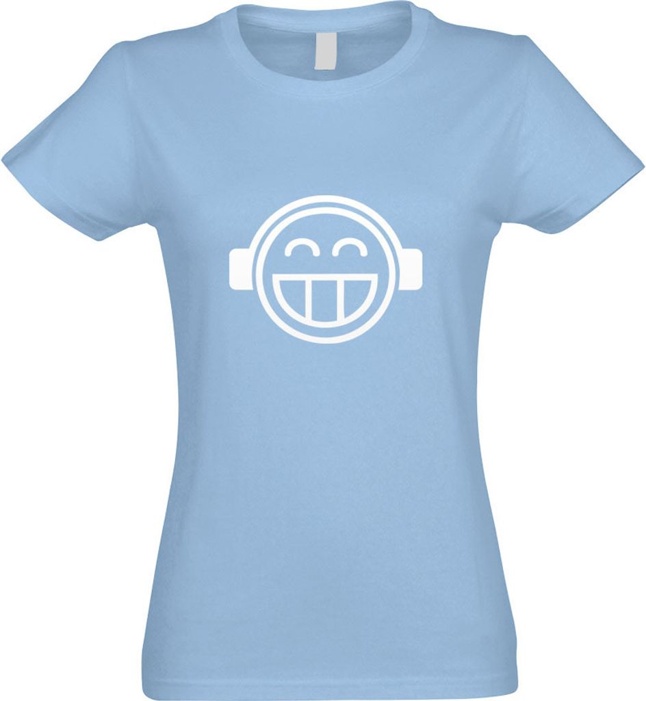 Kiwistar - T-Shirt tailliert - Damen - himmelblau - Smilie Smily - mit Motiv Bedruckt - Funshirt Design - Sport - Freizeit - Damen - M