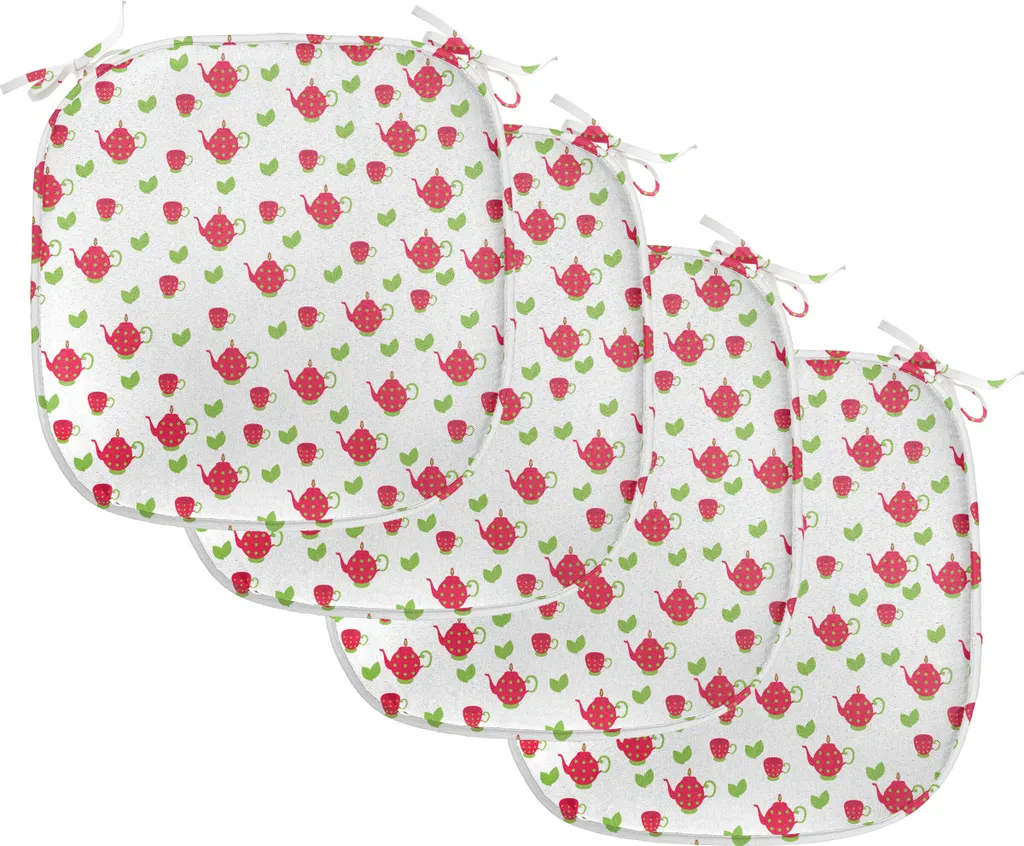 ABAKUHAUS Tee-Party Imbottitura per sedie da sala da pranzo, pois da tè, cuscino decorativo impermeabile con cinturini per sedie da cucina, 40 cm x 40 cm - confezione da 4, verde corallo scuro