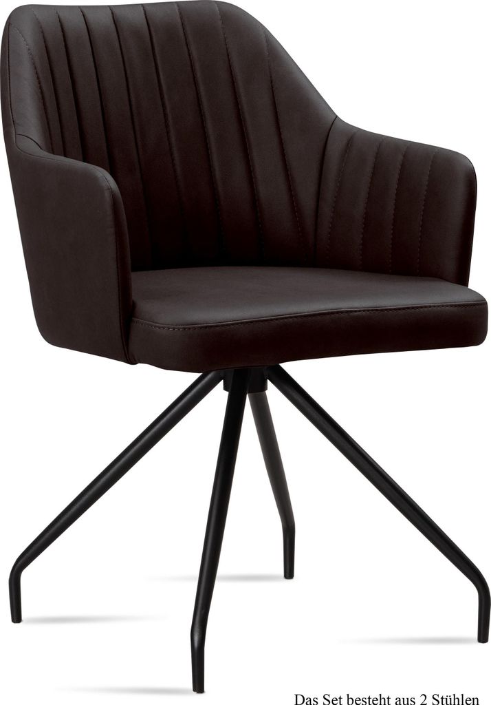 Armlehnstuhl (2er-Set) Dinara 58x81x60 Schwarz/Espresso