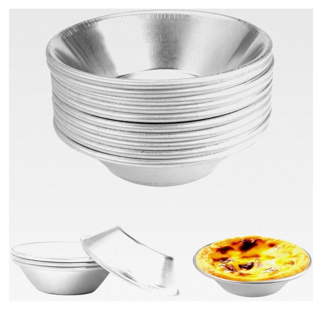10 Stück Formen für Pasteis De Nata, Eierkuchen, Tarteletts, Torten, Muffins und Cupcakes aus Aluminium