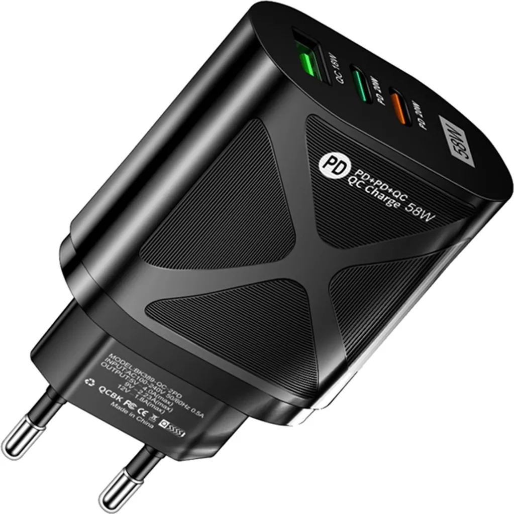 Eko Caricatore 58W QC 3.0 Dual USB-C PD Nero Antiscivolo - Offerta E-commerce