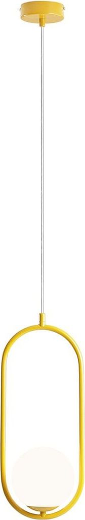 Hängeleuchte Metall Glas H: max. 200 cm Gelb Weiß E14 Kugel Schirm Modern Hängelampe