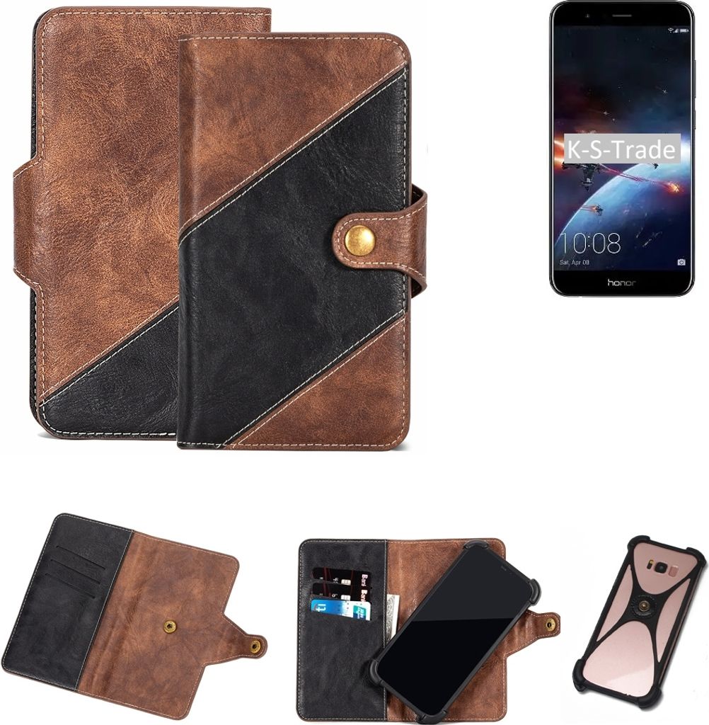 K-S-Trade Handy Hülle Schutz Hülle Schutzhülle Bookstyle Case kompatibel mit Huawei Honor 8 Pro Handy Cover Hülle Schutztasche 1x