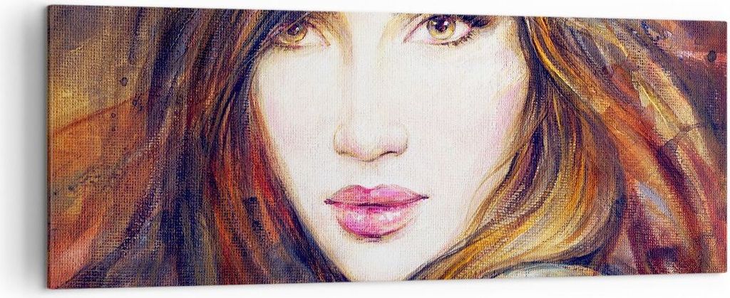 Bild auf Leinwand - Leinwandbild - Frau Gesicht Lippen - 140x50cm - Wand Bild - Wanddeko - Leinwanddruck - Bilder - Kunstdruck - Wanddekoration - L...