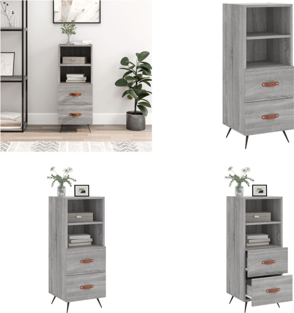 vidaXL Sideboard Grau Sonoma 34,5x34x90 cm Holzwerkstoff - Sideboard - Sideboards - Schrank - Schränkchen