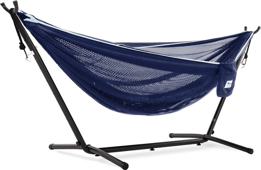 Hängematte Hängeliege Vivere Mesh mit Gestell Hängestuhl Hängesessel Navy Türkis
