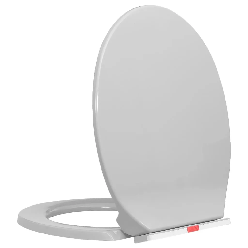 Siège de Toilette Silencieux Gris Clair - Abattant WC Confortable Ovale - 2