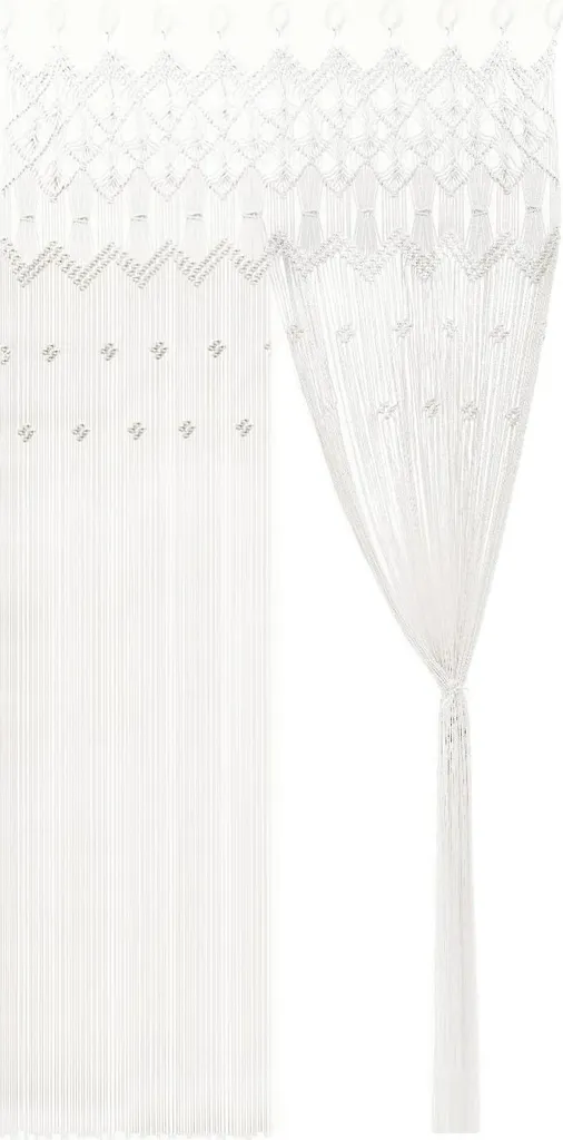 Rideau en fil de coton respirant blanc 120x195 cm au design bohème