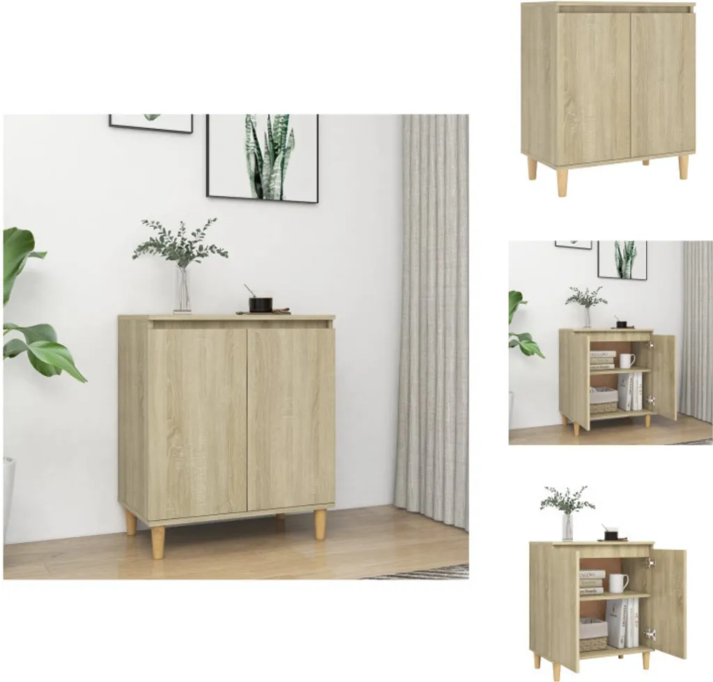 VidaXL Credenza Grigio Sonoma 60x35x70 Cm - Mobile In Legno Multistrato Con 4 Scomparti, Per Soggiorno O Ingresso, Antiribaltamento - 4