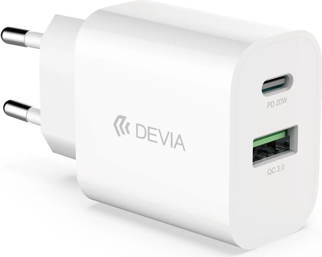 Caricabatterie Viaggio Devia 20W PD Bianco - USB-C Veloce Universale