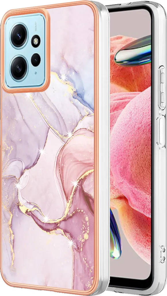 Custodia Antiurto Xiaomi Redmi Note 12 4G TPU Marmo Oro Rosa