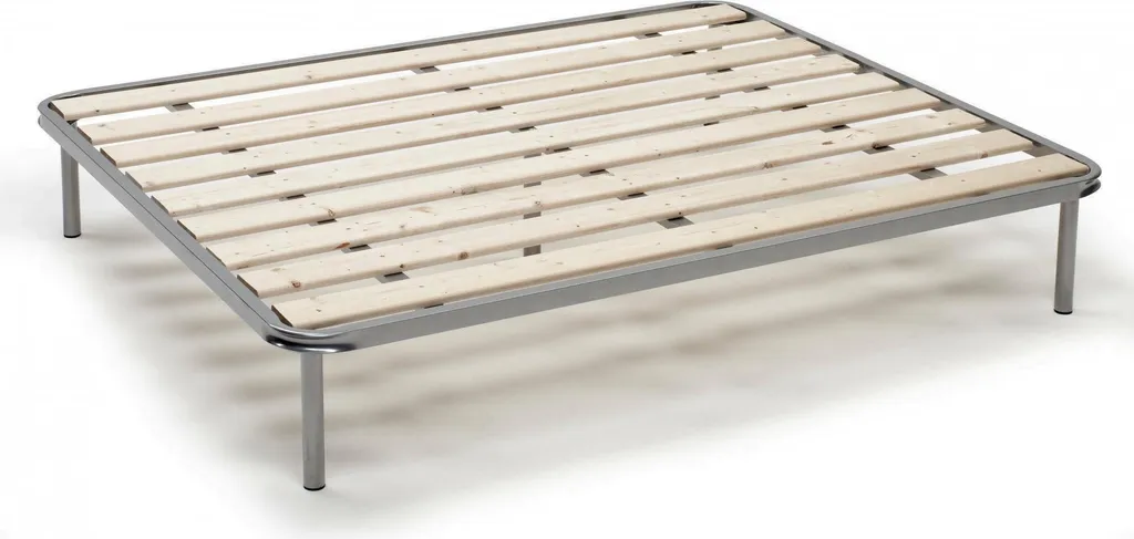 Sommier à Lattes 120x190 cm Gris Adeena - Base Lit Robuste Italienne