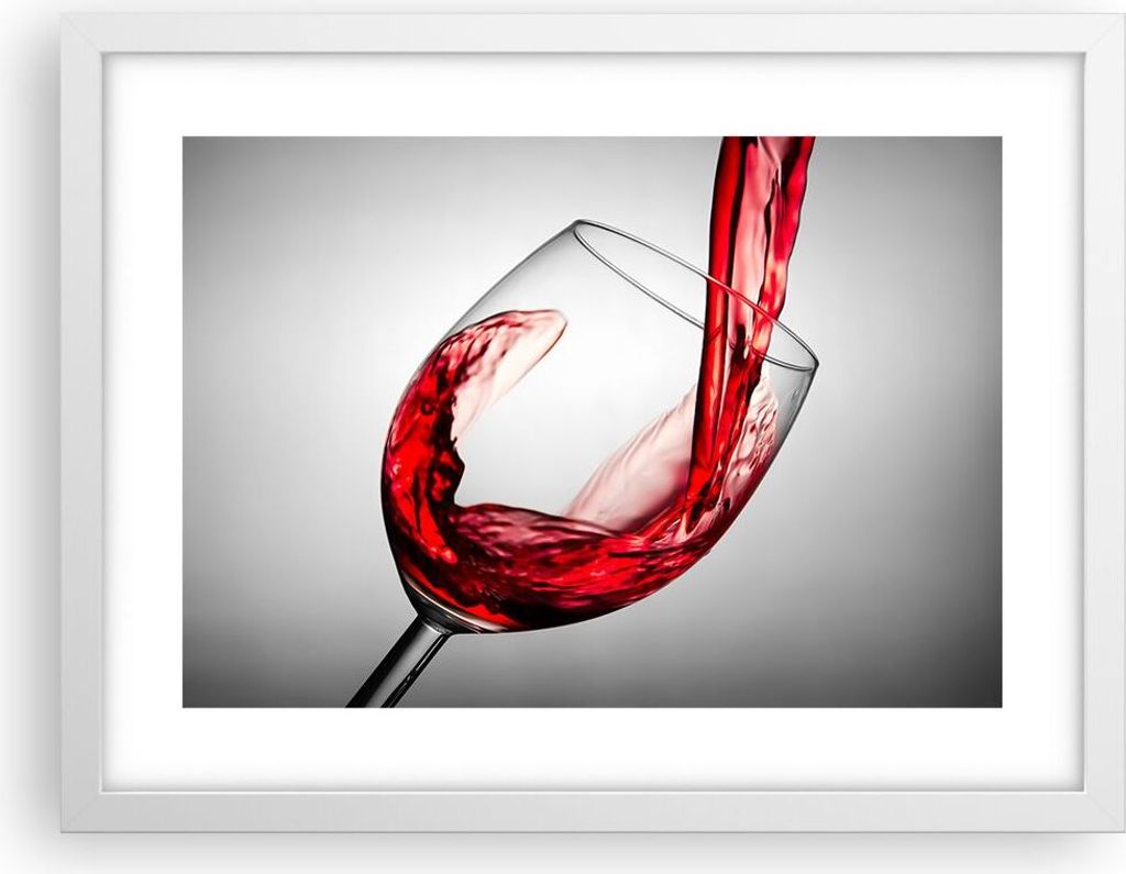 Gerahmtes Poster - Weißer Rahmen - Trinken glas wein - 40x30 cm - Wand Bild - Wanddeko - Wandbilder - Kunstposter - Wandposter - Bilderrahmen - Bi...