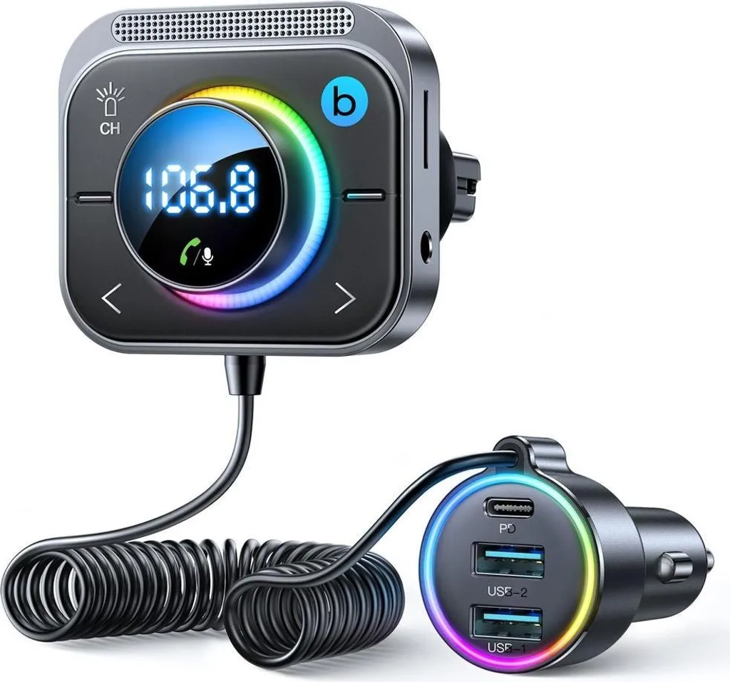 Chargeur de voiture 30W Noir avec double port USB-A et USB-C PD rapide