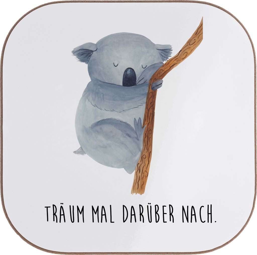 Mr. & Mrs. Panda Untersetzer für Gläser Koalabär - Weiß - Geschenk, schlafen, Design, Lustige Sprüche, Koala, Schlafzimmer, Traum, Traumland, ...