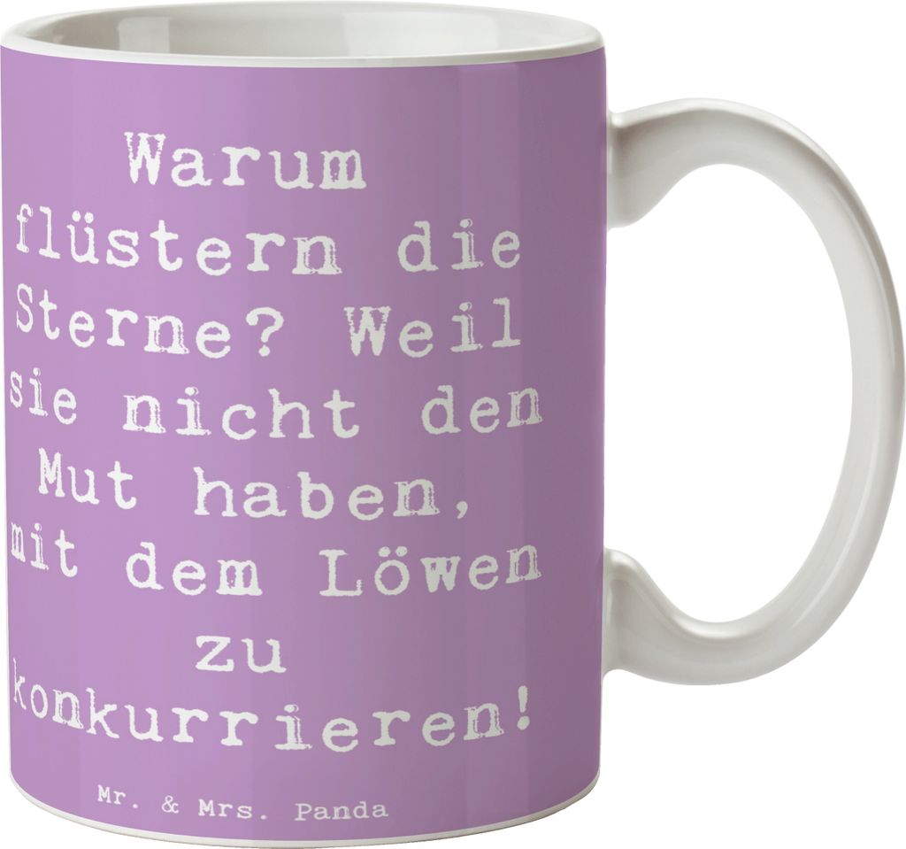 Mr. & Mrs. Panda Tasse Spruch Sterne und Löwe - Lavendeltraum - Geschenk, Tierkreiszeichen, Horoskop, Becher, Henkelpott, Illustrationen, Pott, Ju...
