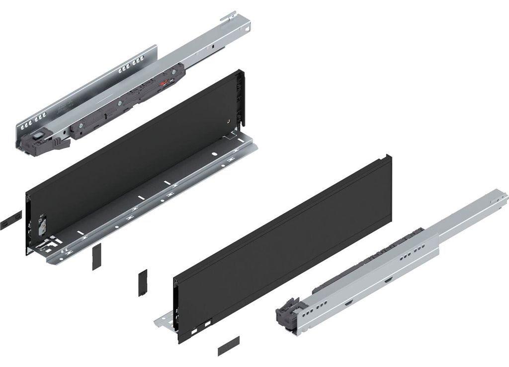 BLUM LEGRABOX pure SET Höhe K, BLUMOTION S, 40kg, NL 500, Carbonschwarz
