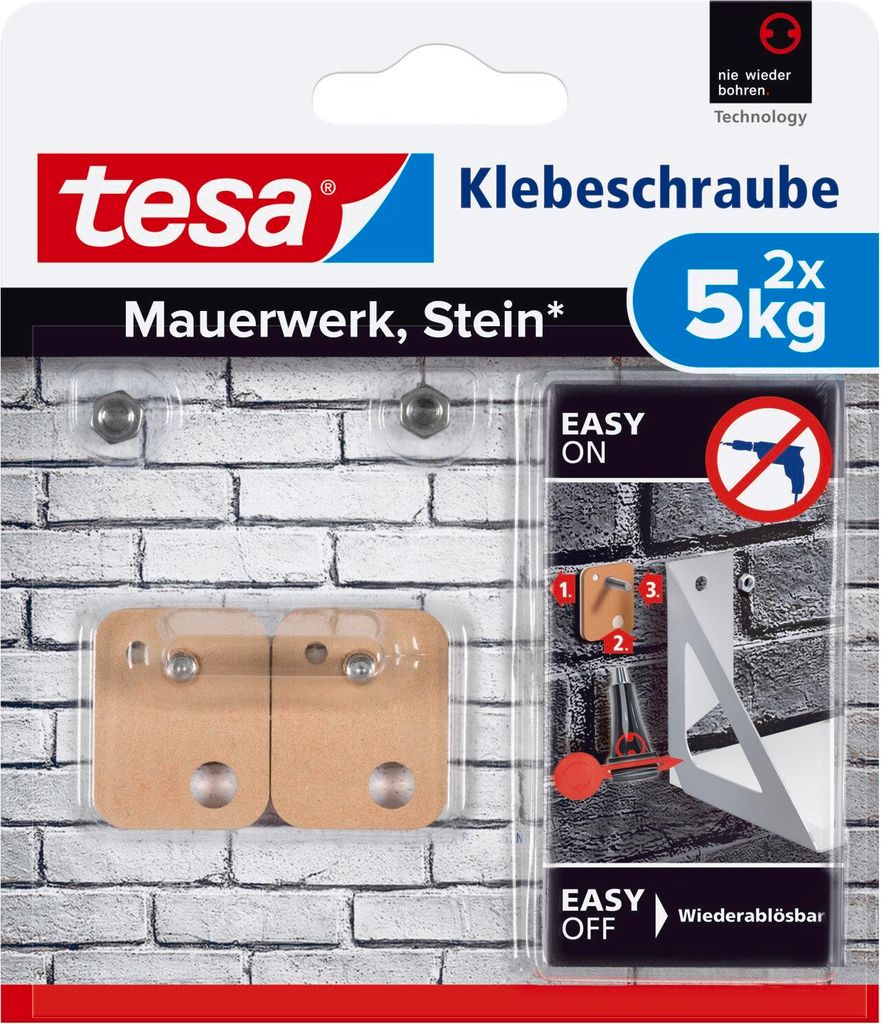 tesa Klebeschraube für Mauerwerk und Stein, Halteleistung 5 Produktbild 