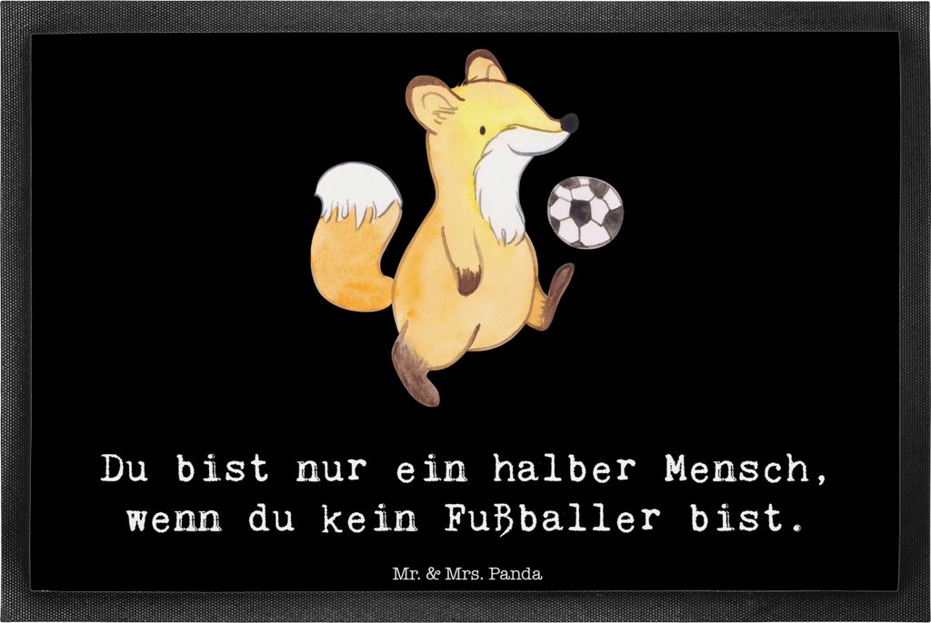 Mr. & Mrs. Panda Bodenvorleger Fußballer Herz 40 x 60 cm - Schwarz - Geschenk, Eingangsmatte, Fußballspieler, fußmatte, Schmutzmatte, Fußballwi...