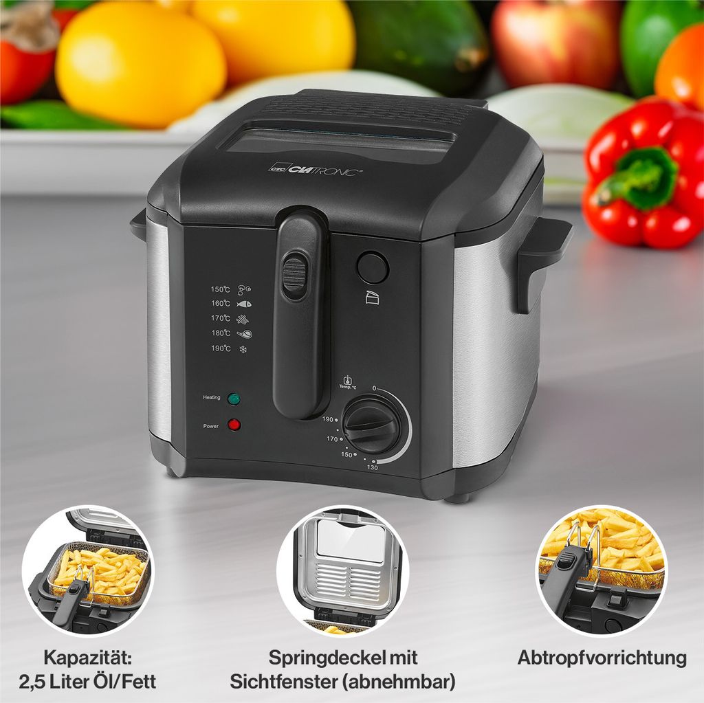 Clatronic® Friteuse mit Fett | 2,5 L | Fritteuse 130-190°C Produktbild 4
