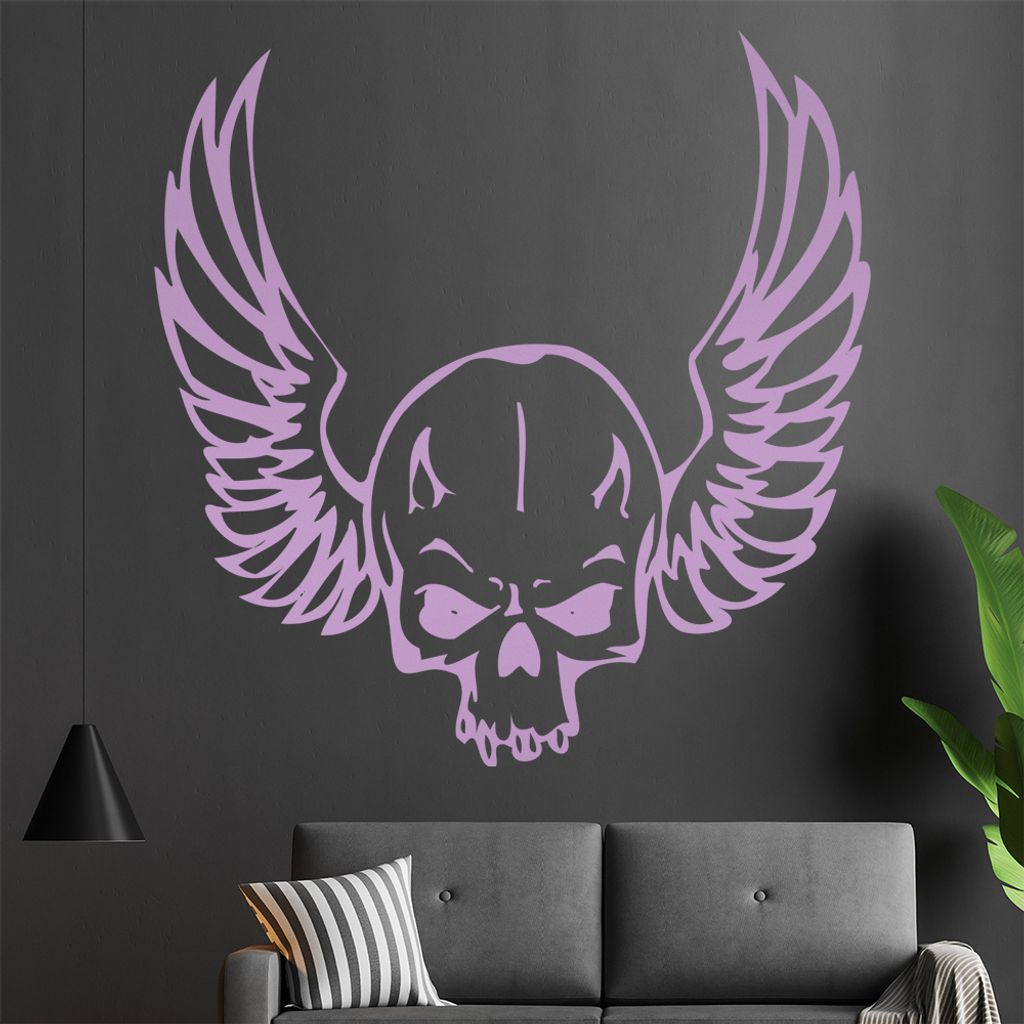 Himmel & Hölle Schädel Wandtattoo in 6 Größen - Wandaufkleber Wall Sticker - Dekoration, Küche, Wohnzimmer, Schlafzimmer, Badezimmer