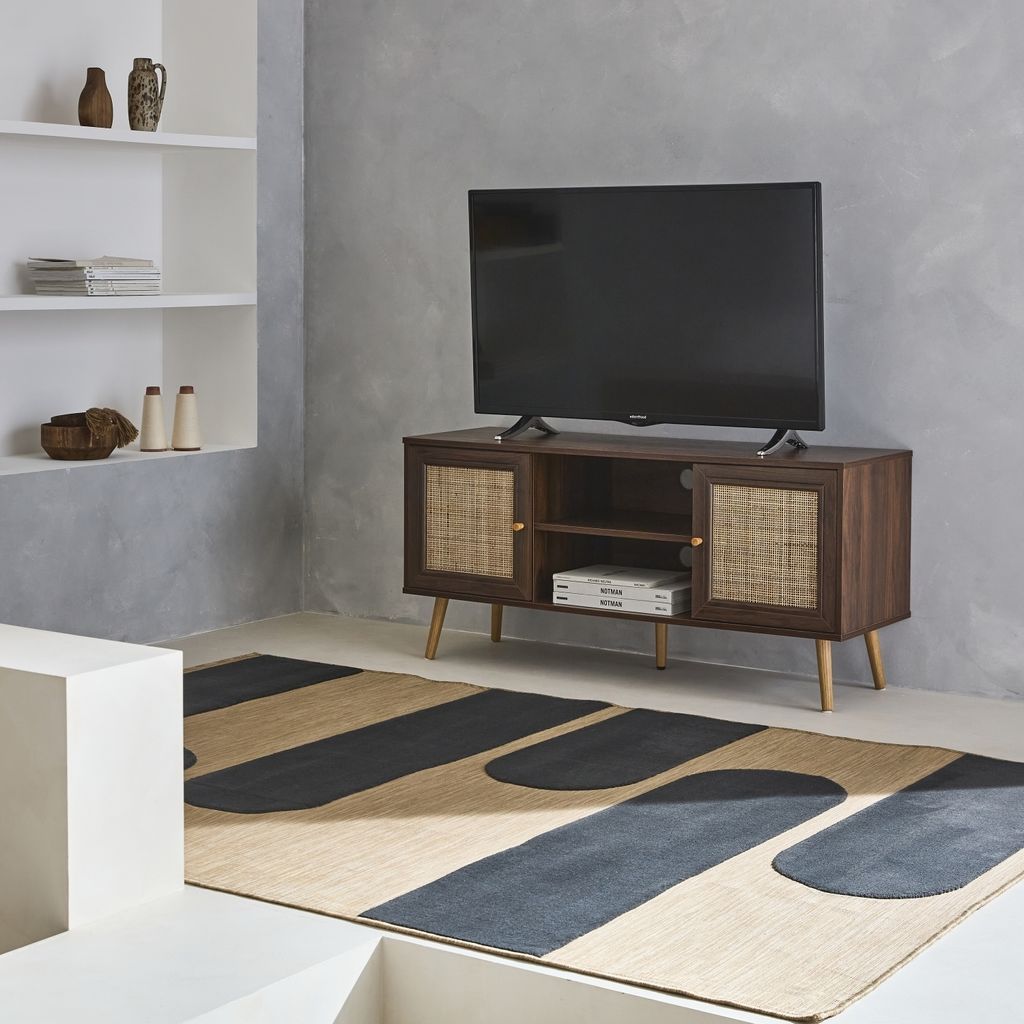 sweeek - TV-Möbel mit Rattangeflecht 120 x 39 x 56,5 cm - Produktbild 1