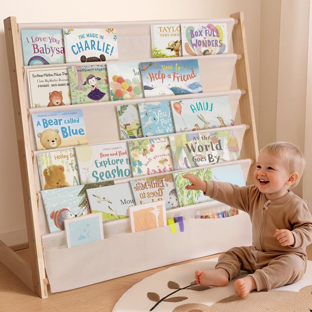 Caveen Kinder Bücherregal 5 Ebenen, Holz Kinderregal mit Produktbild 