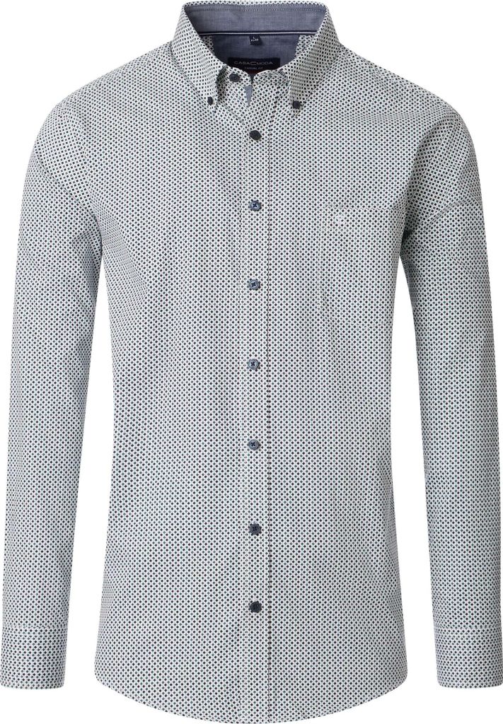 CASAMODA Herren Freizeithemd Langarm Button-Down Casual Petrol gemustert 6XL