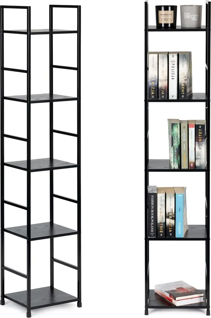 Scaffale Industrial Loft 5 Ripiani: Libreria Aperta Design Moderno