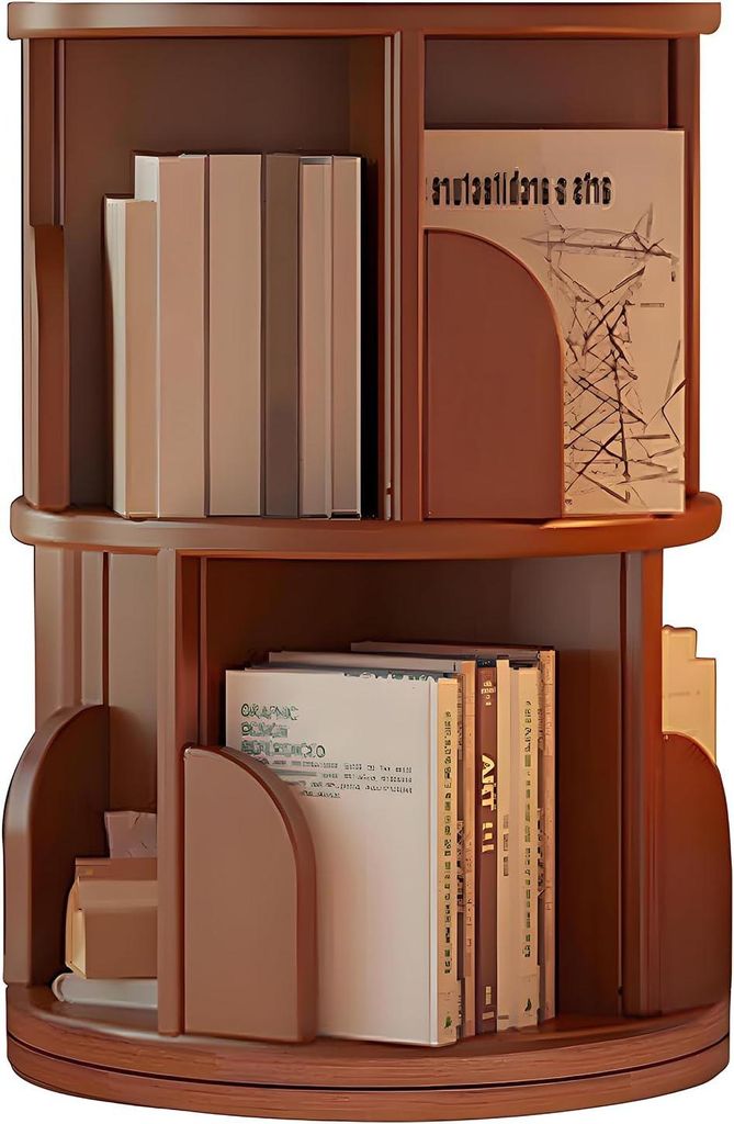Eckregal für Bücher drehbar, 2-stufig, elegant, 50 x 65 cm, braun