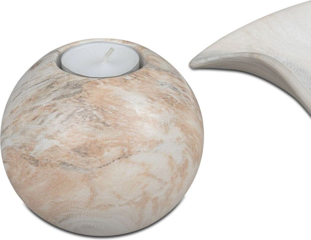 Teelichthalter MARMOR in Kugelform H. 9cm creme braun Produktbild 2