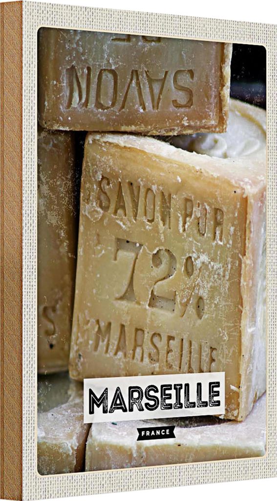 Holzschild Reise 20x30cm Marseille France Savon pur 72%
