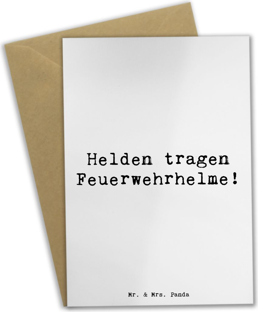 Mr. & Mrs. Panda Grußkarte Spruch Feuerwehrmann Helden - Weiß - Geschenk, Wertschätzung, Grußkarten, Held des Alltags, Danke sagen, Bedanken, F...