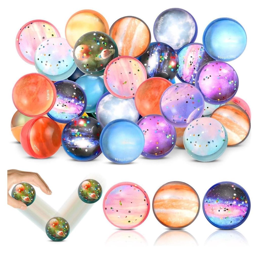 30 Stück Flummies für Kinder Planeten-Gummibälle 32mm für Produktbild 