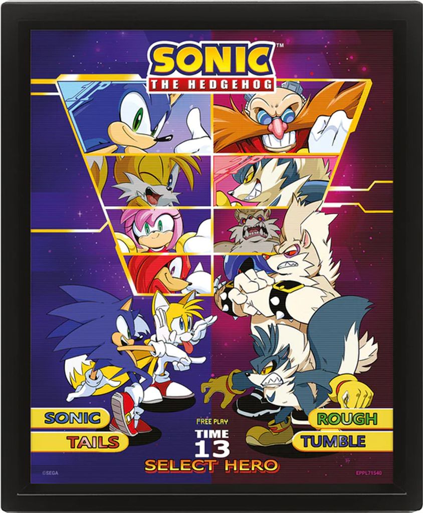 Sonic The Hedgehog - Gerahmtes Poster "Select Your Fighter", Lentikular PM6775 (25,5 cm x 20,5 cm) (Bunt)