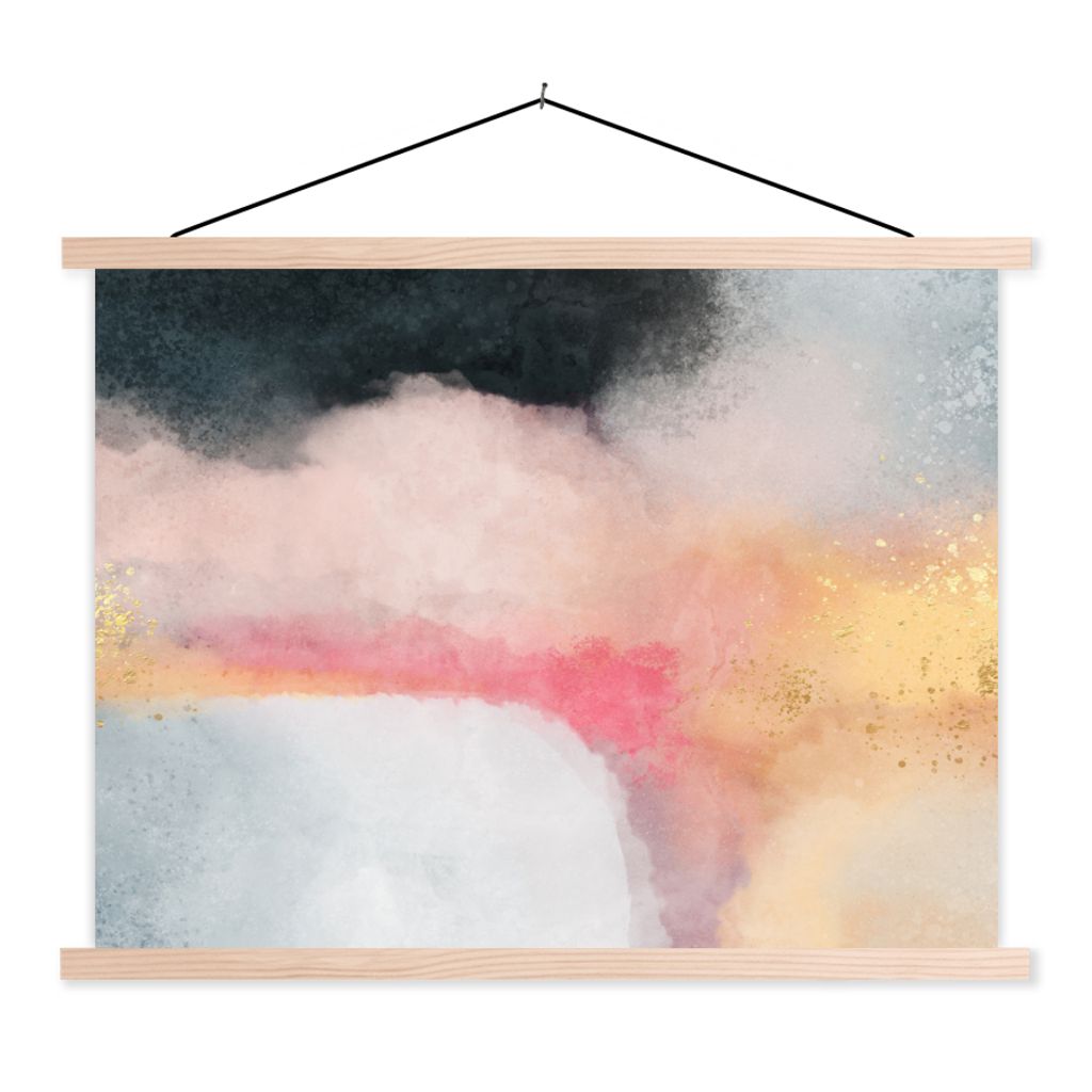 MuchoWow Textilposter Malerei - Abstrakt - Design 60x45 cm mit holzfarbenen Rahmen - Bild