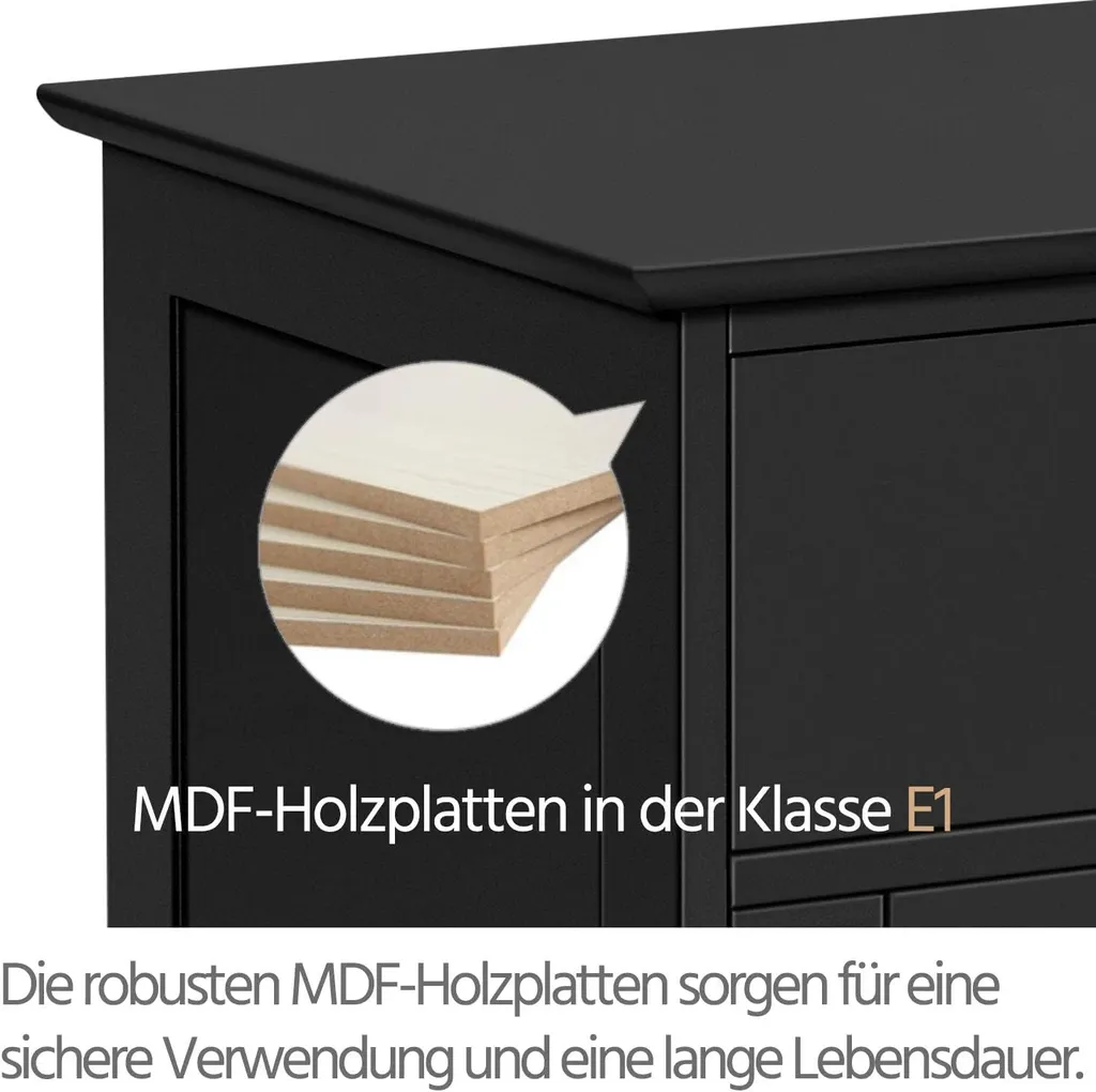 Table de Chevet Noire en Lot de 2 avec Placard de Rangement Modulable