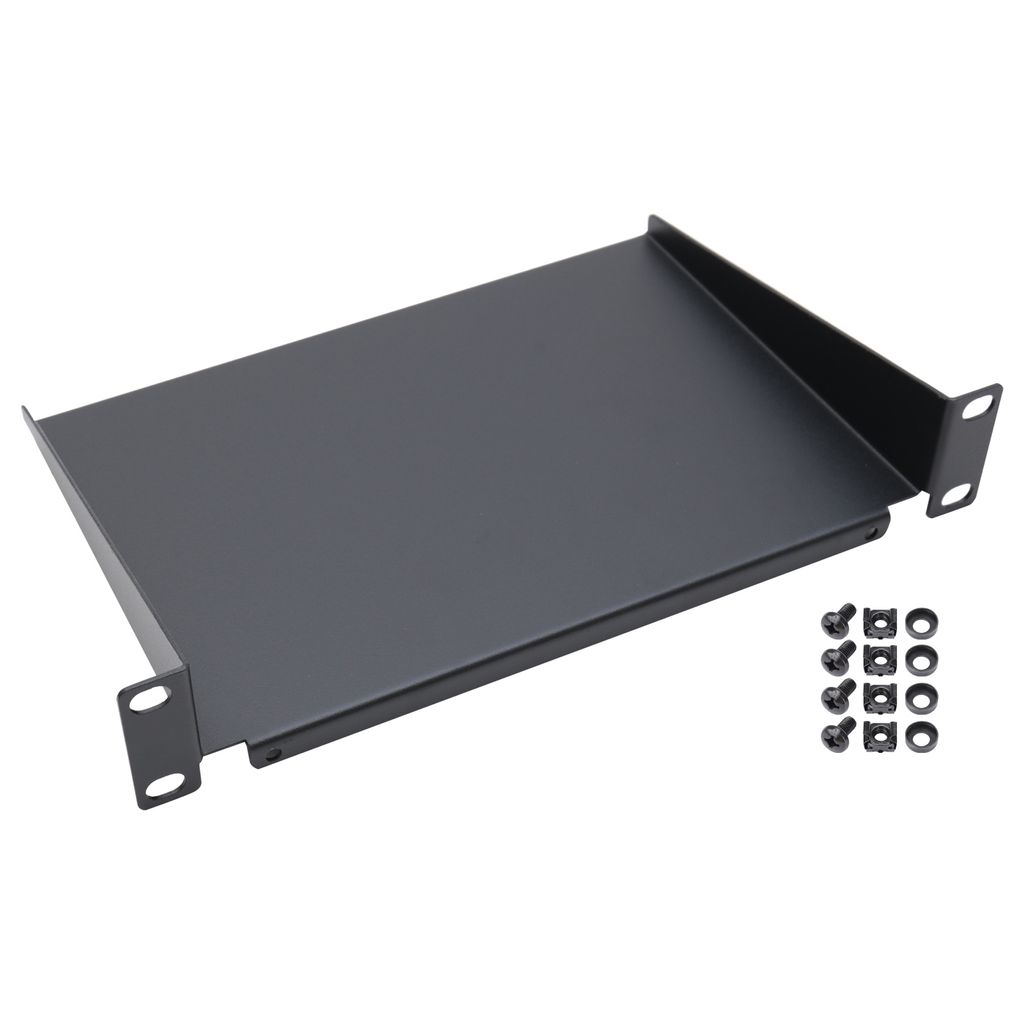 HMF 63399-02 Fachboden für Serverschrank, 10 Zoll, 1 HE, 254 x 150 x 45 mm, Schwarz