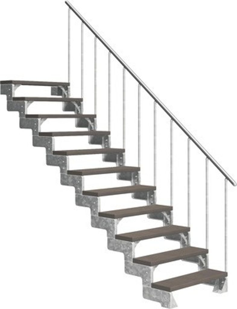 Aussentreppe Pertura Tallis mit Geländer 11 Steigungen 80 cm dunkelbraun