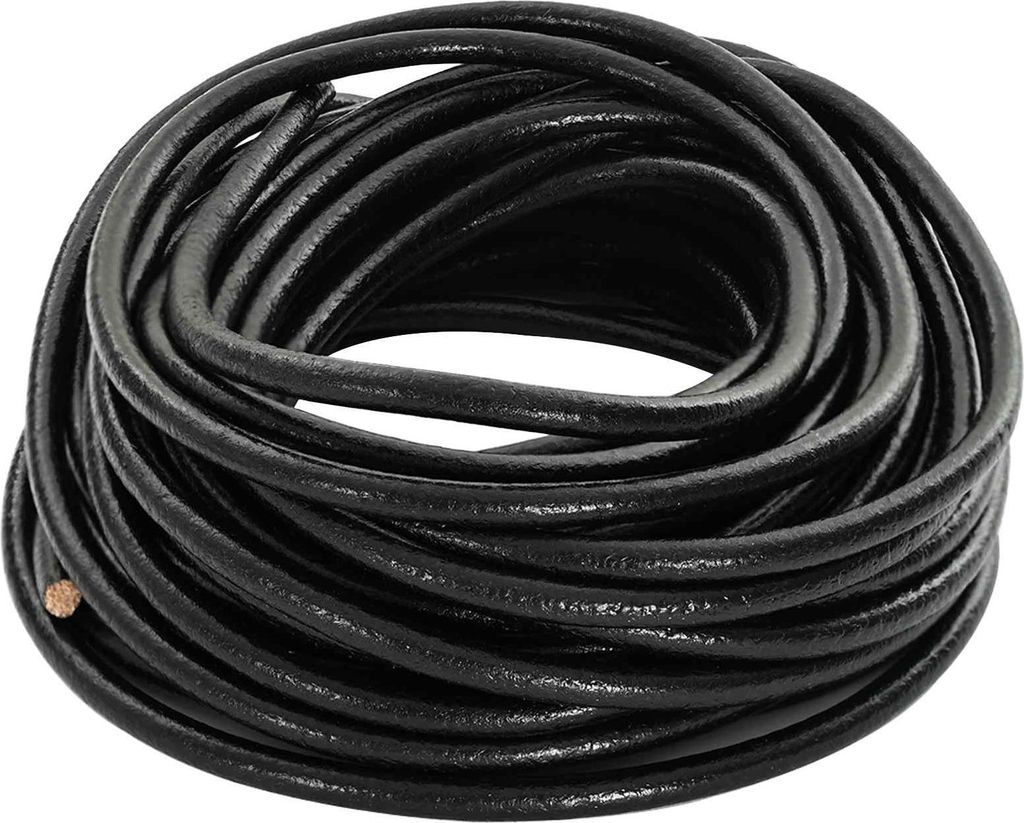 Leder Schnur Schwarz Ø4 mm x 5 m Leder