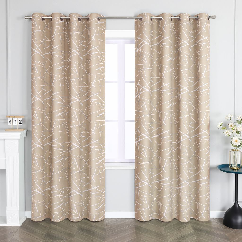 Joyswahl Verdunkelungsvorhänge Blickdicht Gardinen mit Ösen Modern Thermovorhang Ösenschal Wohnzimmer Schlafzimmer Sand HxB 245x135cm 1 Stück
