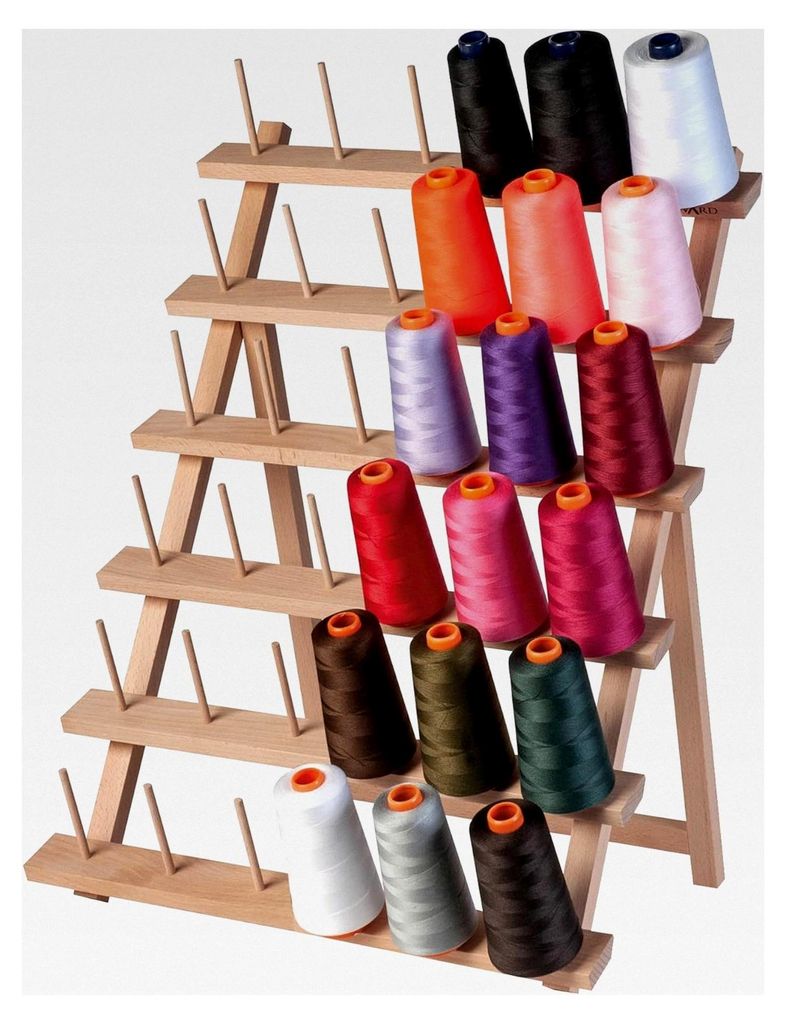 Garnständer für Overlock-Nähfäden – Holzhalter für 36 Spulen, freistehend oder wandmontierbar, 43 x 57 cm