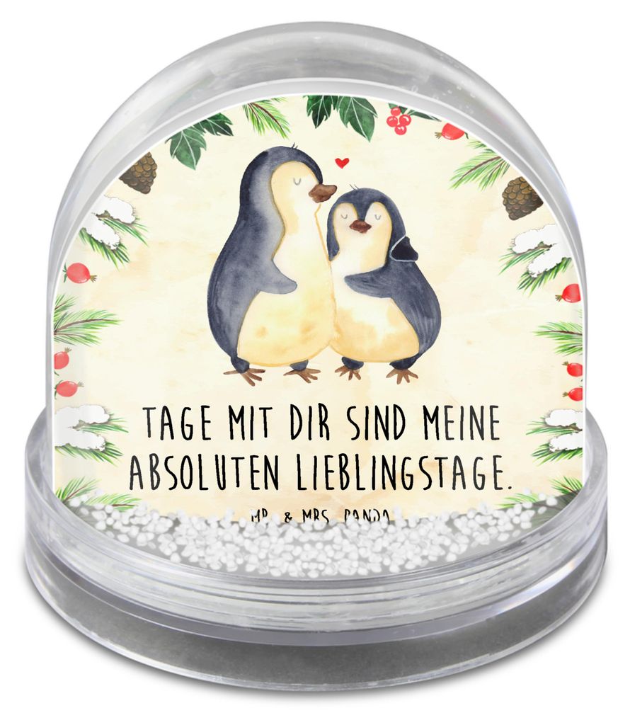 Mr. & Mrs. Panda Schneekugel Weihnachten Pinguin umarmen - Naturpapier - Geschenk, Liebe, dekoartikel, Weihnachts, Hochzeitstag, Modern, Hochzeitsg...