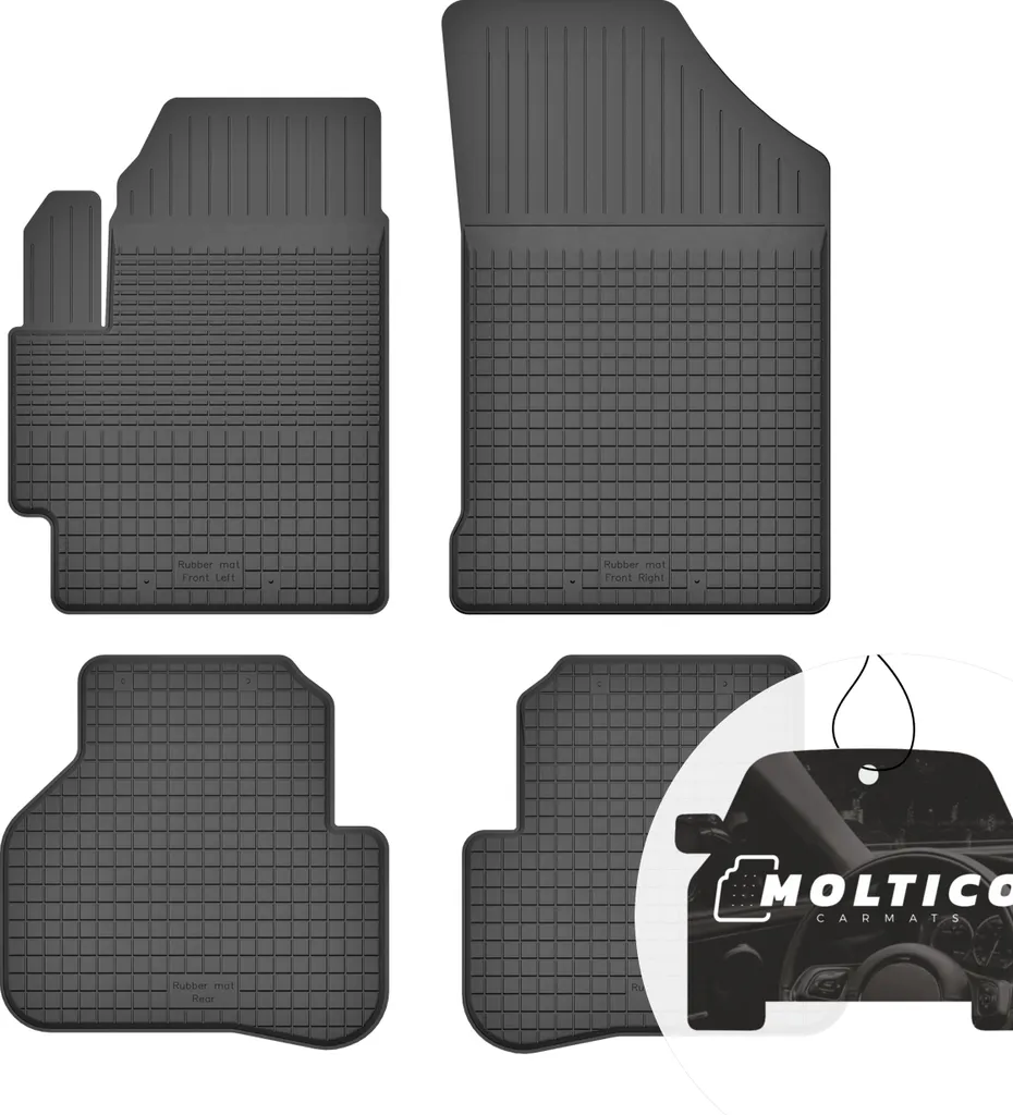 Tappetini in gomma con bordo Tappetini per auto Tappetini in gomma per auto Set di 4 pezzi su misura - adatto per Chevrolet Spark II 2009-2015