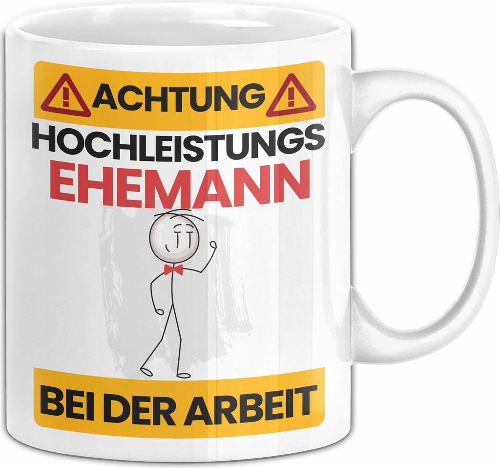 Ehemann Tasse Geschenk Lustiger Spruch Geschenkidee für Ehemann Achtung Hochleistungs Ehemann Bei Der Arbeit (Weiß)