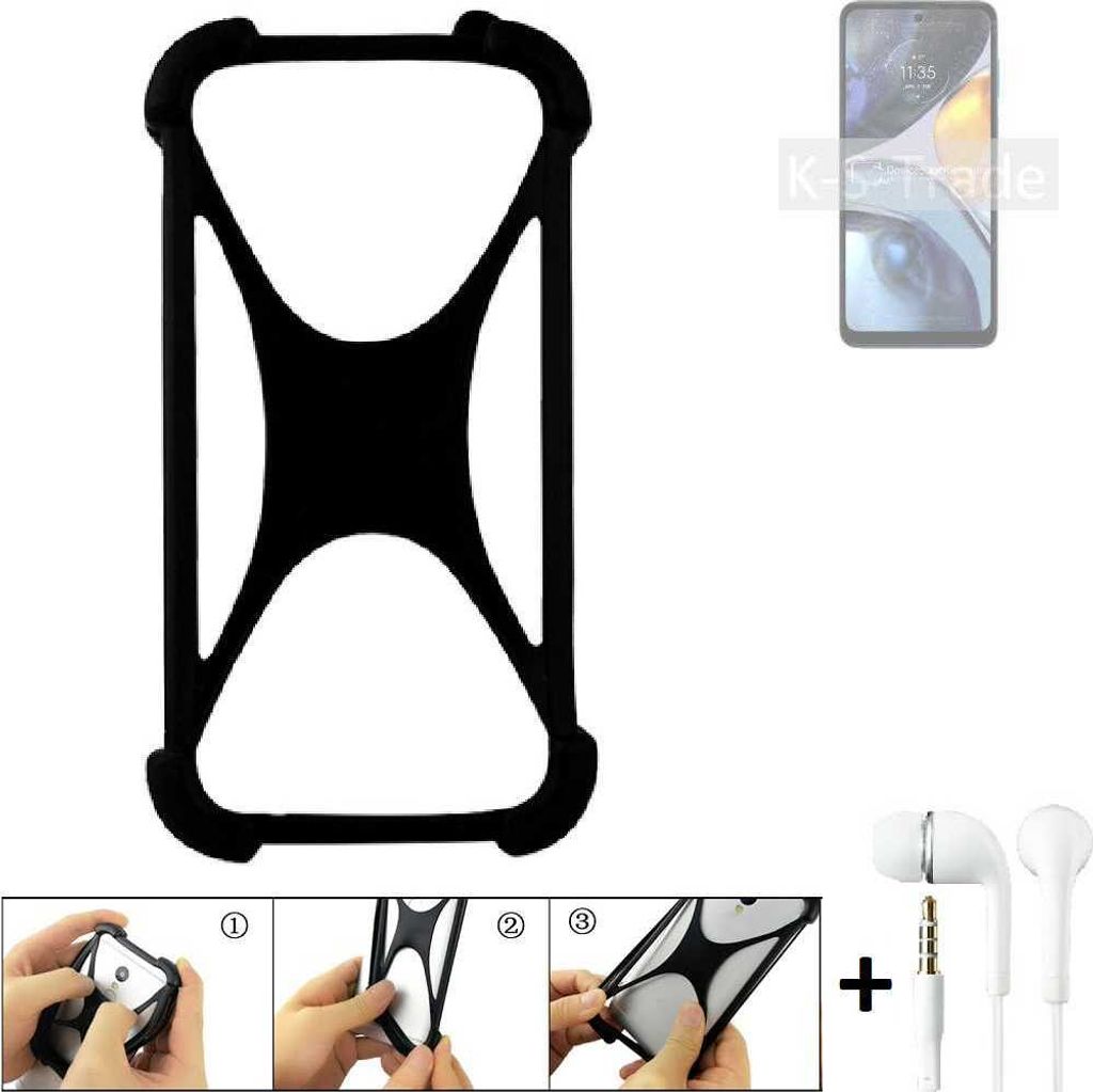 K-S-Trade Handy-Hülle + headphones kompatibel mit Motorola Moto G22 Schutz-Hülle Bumper Silikon Cover Case Silikoncase Silikonbumper TPU Softcase